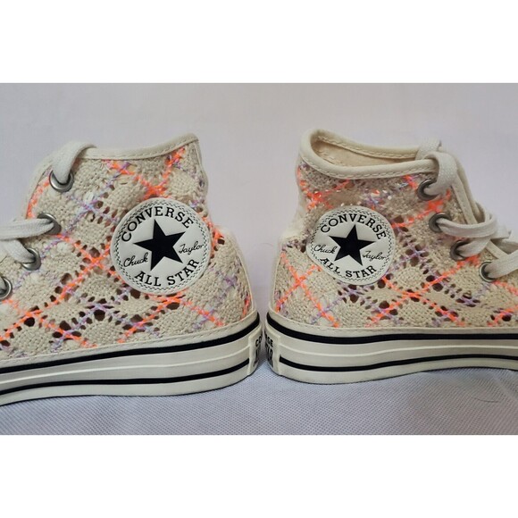 Converse Chuck Taylor Lace Up Hi Top Summer Boho Crochet Womens 7 Multi Color - Picture 8 of 8
